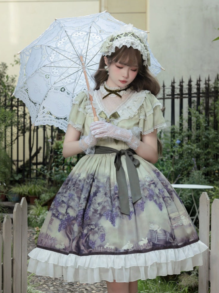 Robe Lolita rétro à fleurs de vigne