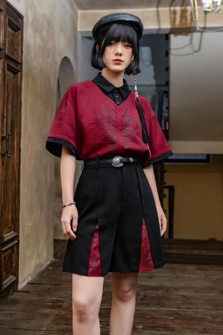Pants Dark High Waist China Half