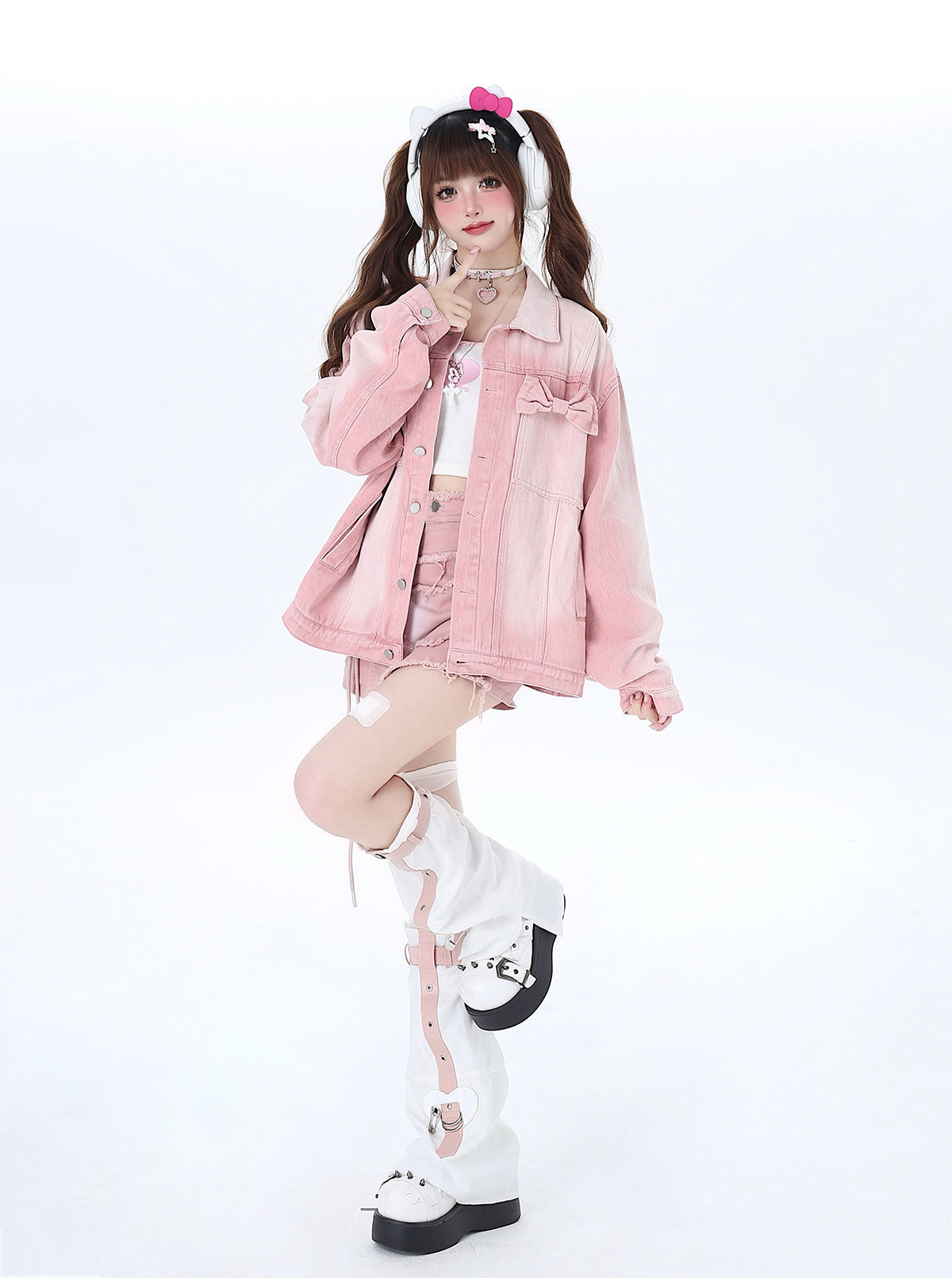Veste Osh Pink Denim Sweet Ribbon