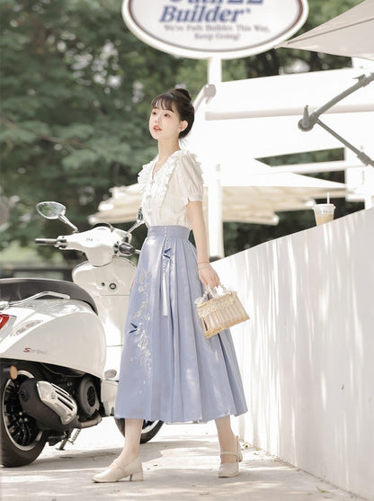 Summer Pleated Skirt Retro Ruffle Top Design China