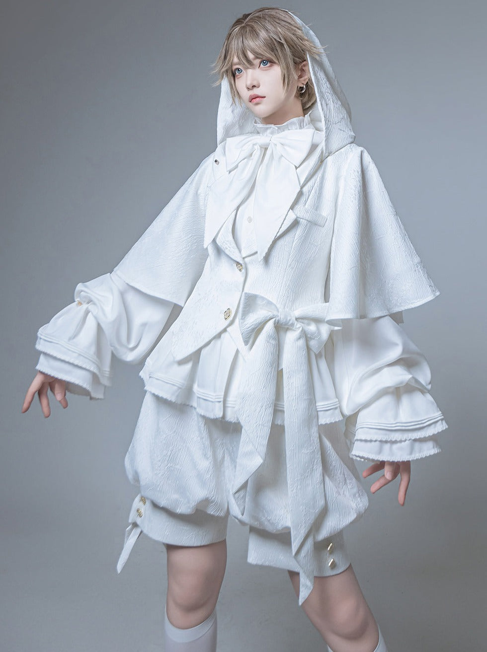 Hooded + Shorts Bunny Pants + Balloon Long Coat Prince