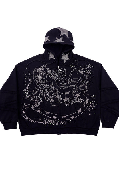 Sweatshirt Crystal Girl Snake Hoodie