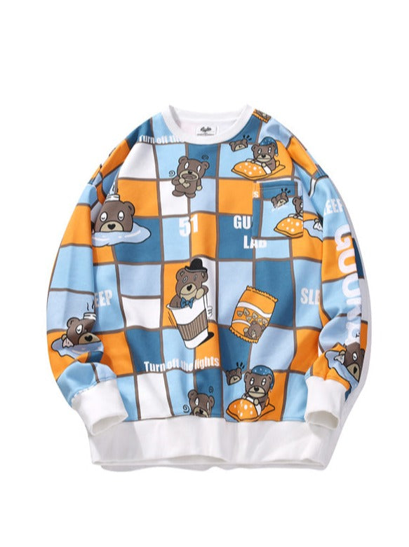 Bear Hop Hip Plus Print Sweatshirt Velvet