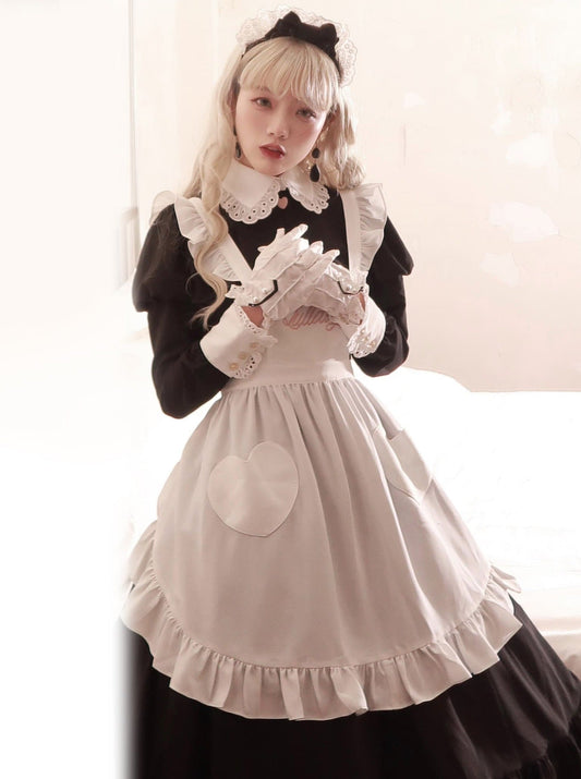 Long Volume Reservation Maid Aplon Frill Dress