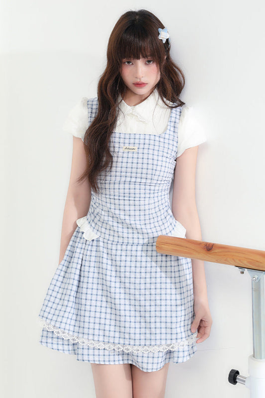 Sweet Check Blue College Dress