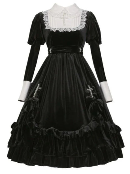Velvet Gothic Maid Cross Dress Dark Lolita