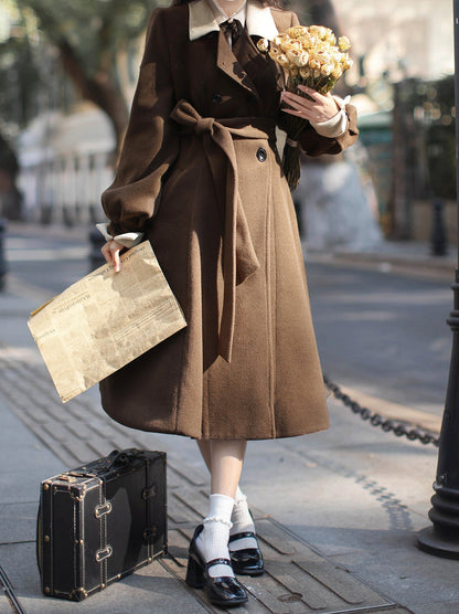 Manteau sans manches, ceinture, ruban, classique, superposé, accessoire, robe, marron, carreaux, rétro, perle, volume
