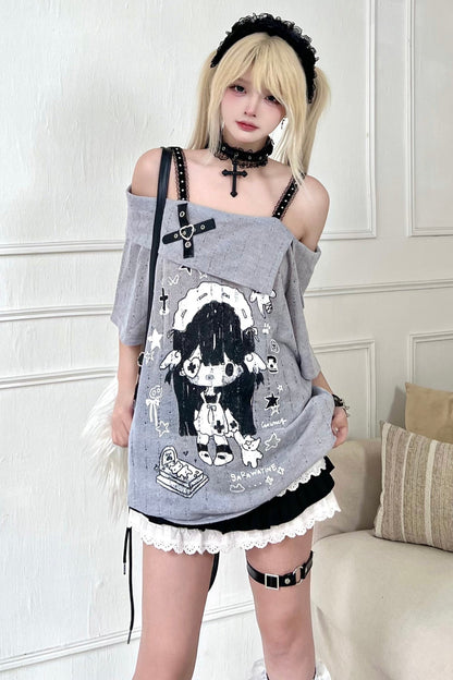 Sweet Top Print Smock Anime