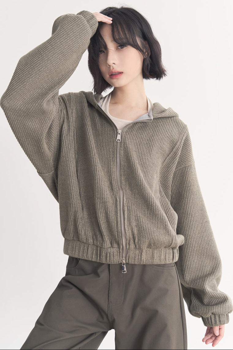 Jacket Gravity Solid Model Museum Versatile Short Spring/Autumn Color Women's Wool - Top Hooded