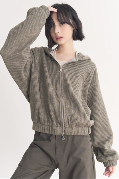 Jacket Gravity Solid Model Museum Versatile Short Spring/Autumn Color Women's Wool - Top Hooded