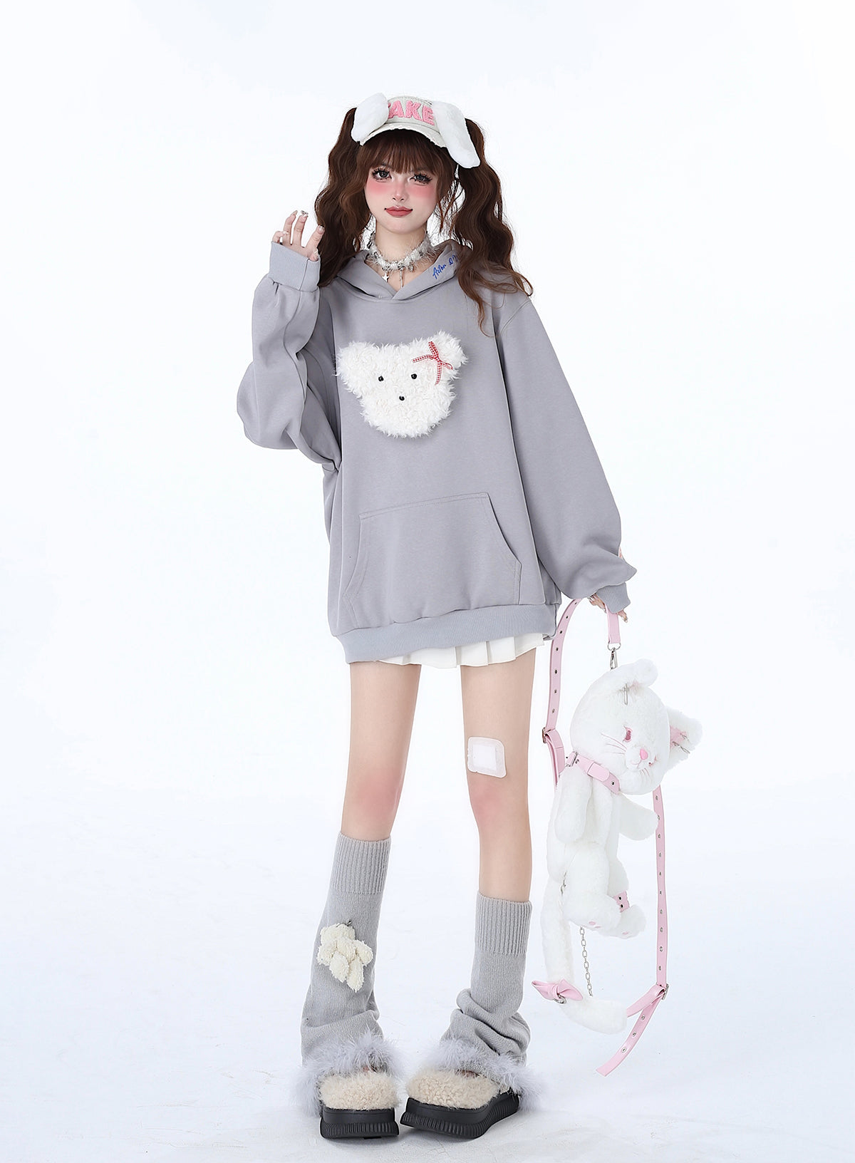 Sweat à capuche couleur pastel lapin Morabito Loose