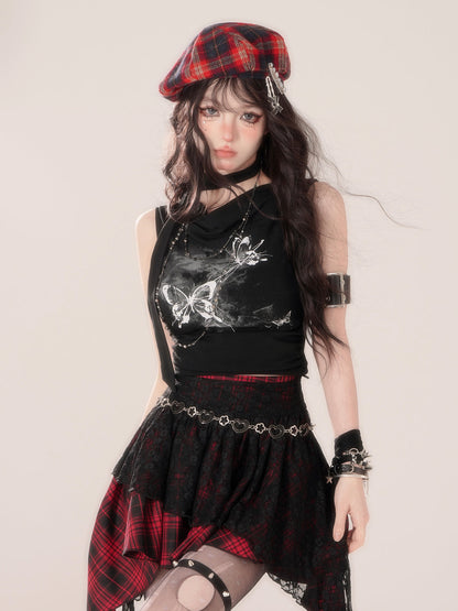 Black y2k Girl Tops Cool Super Sweet
