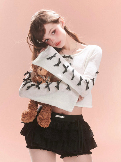 Chic Girly Top Sweet Ribbon French