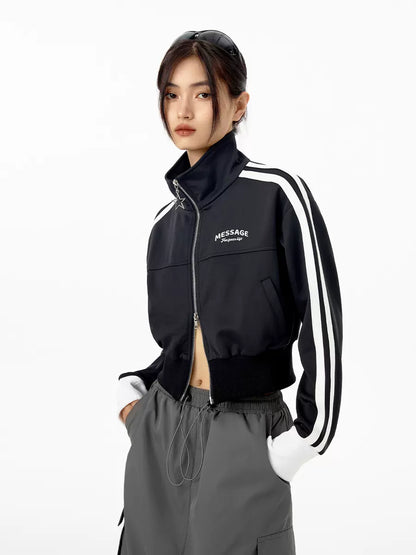 Top Zipper Mode Short Logo High Collar