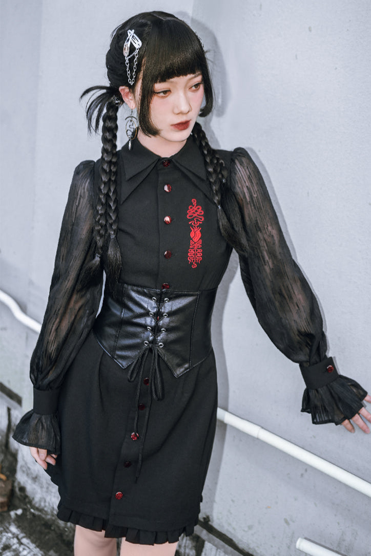 Dress Lantern Chinese Sleeve Sheer