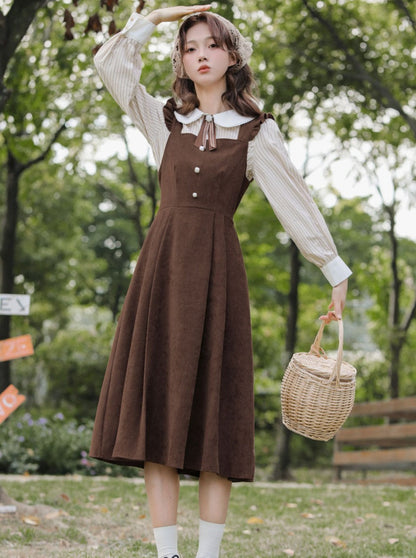 Style College Piece Suspender Shirt Two Dress American