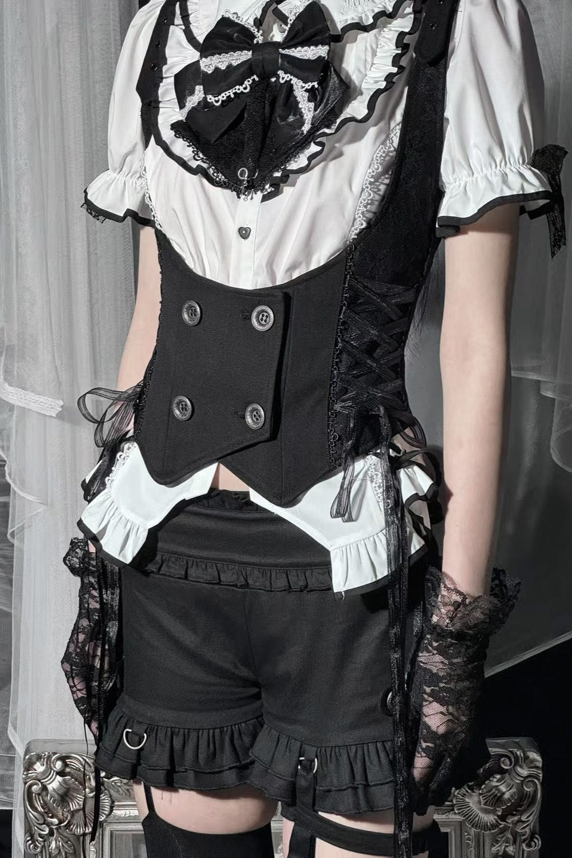Mode waist shorts vest +