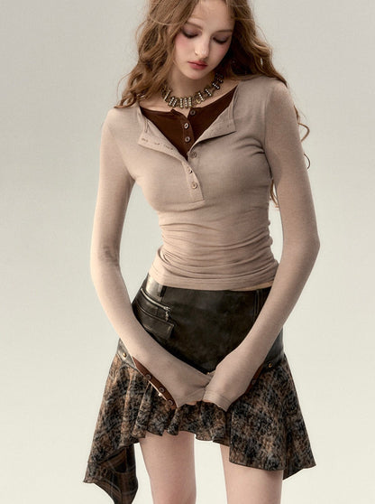 Asymmetrical Leather Retro Skirt