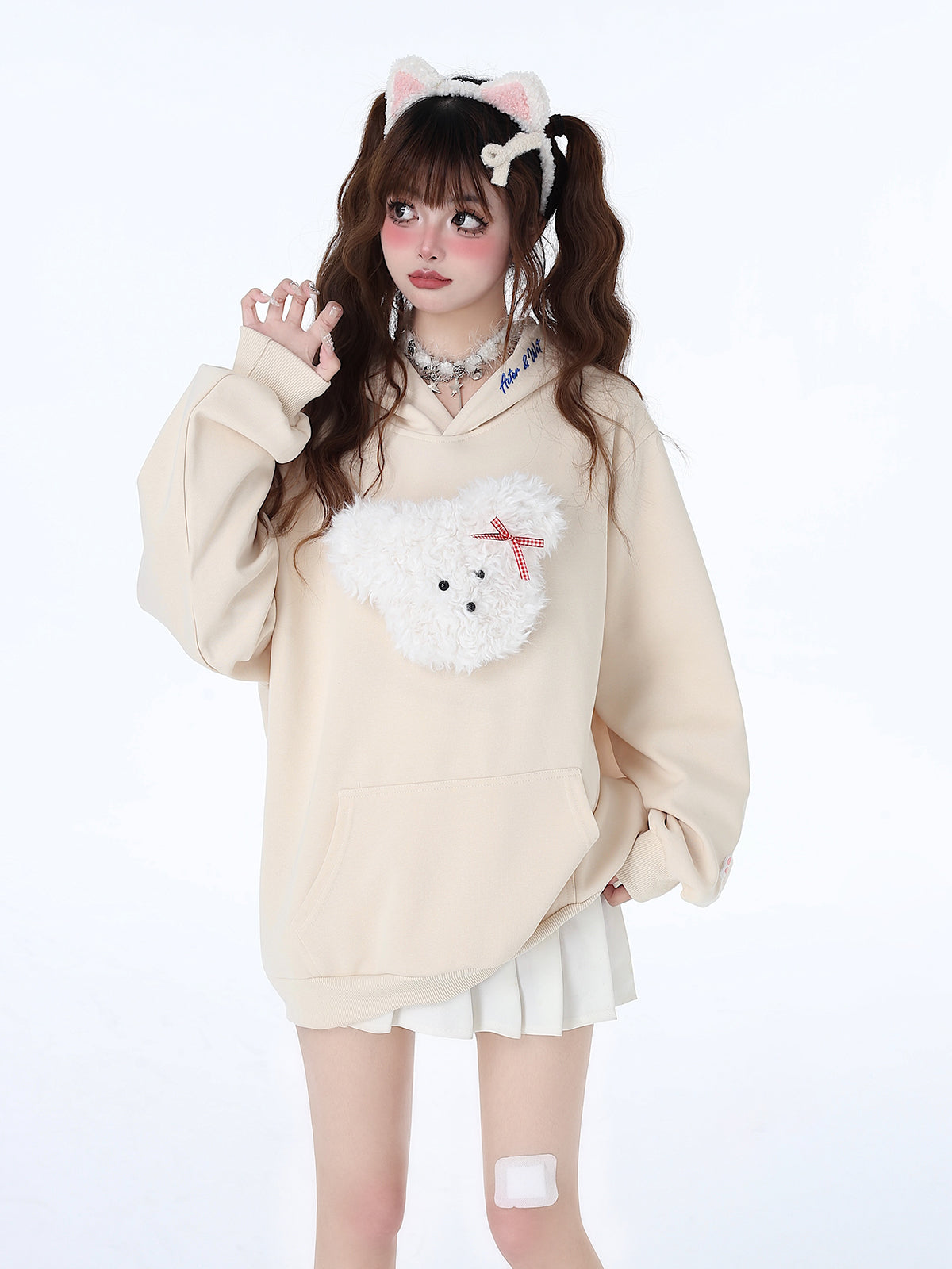 Sweat à capuche couleur pastel lapin Morabito Loose