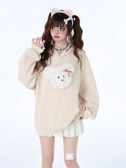Sweat à capuche couleur pastel lapin Morabito Loose