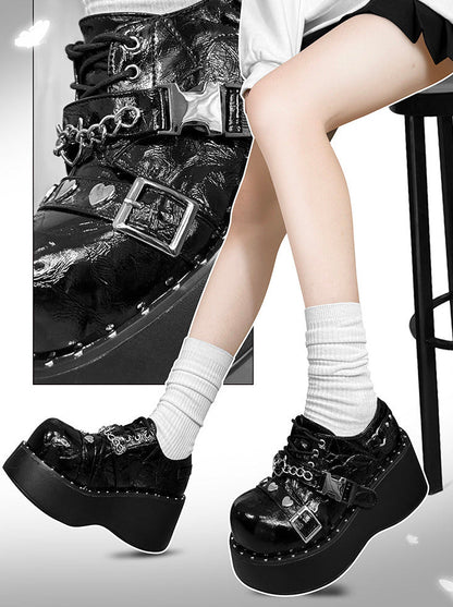 Punk Lolita Platform Toe Devil Shoes Gothic Round Trap
