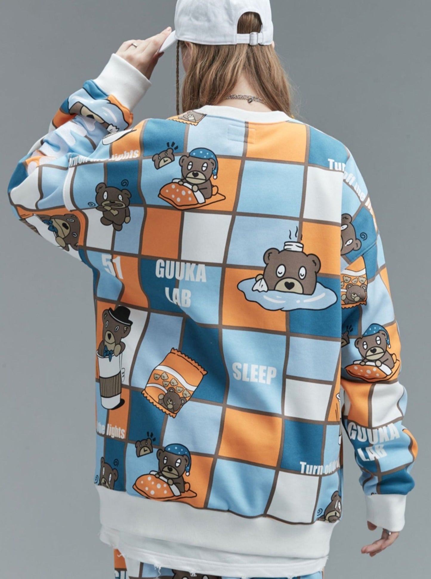 Bear Hop Hip Plus Print Sweatshirt Velvet