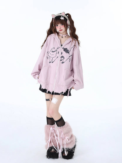 Sweat à capuche Cat Mine Loose Over Hooded