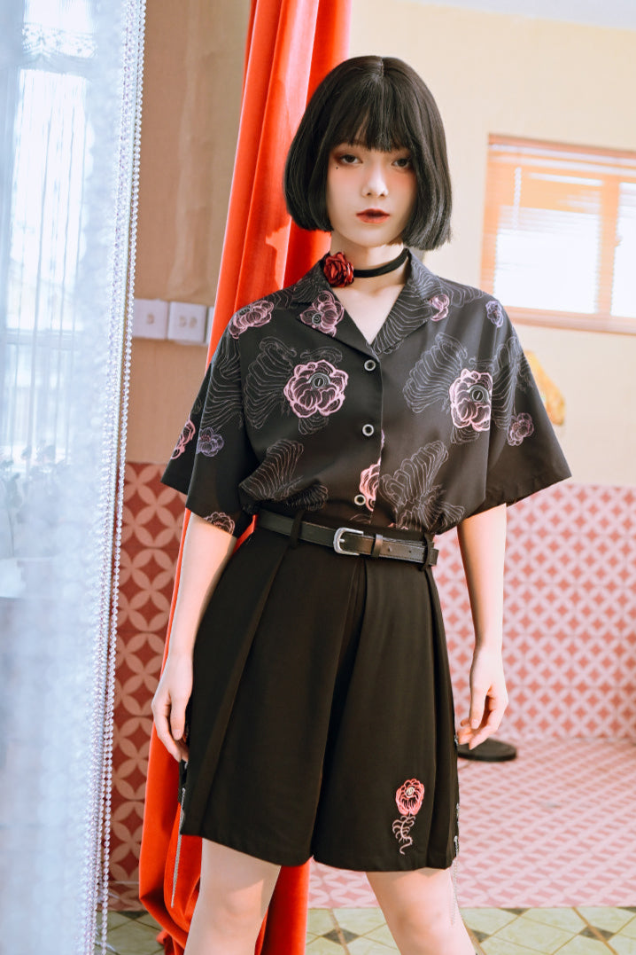 Flower Half China Bone Pants