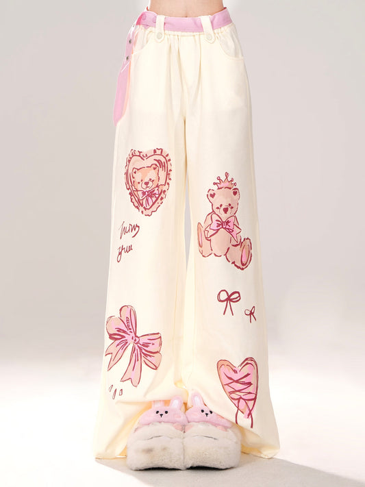 Pantalon large Art Loose Bear Pop Illustration