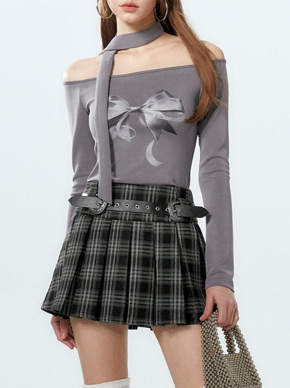 チェックカレッジプリーツスカートクール