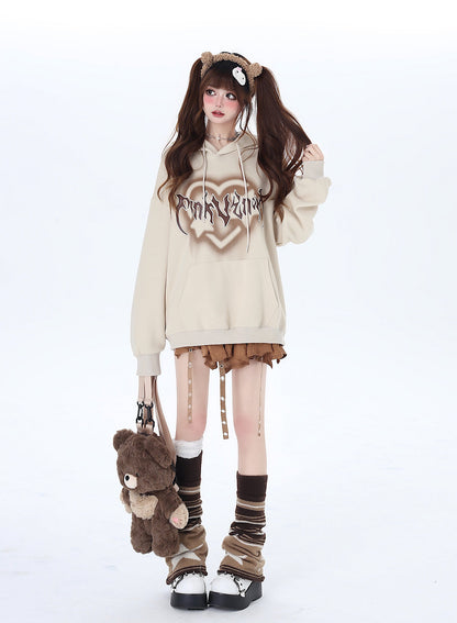 Sweat à capuche surdimensionné avec lettres « Love American »