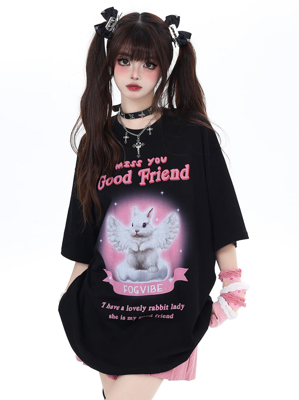 Süßes Kaninchen T-Shirt Girly Loose Angel
