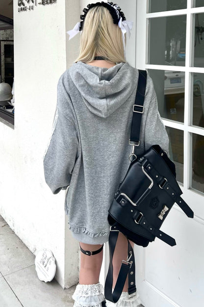 Chill Hoodie mit durchgehendem Reißverschluss und Kapuze aus Spitze
