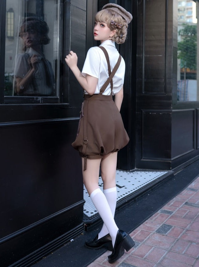 Chemise Gilet Pantalon + Garçon Ballon Marron Rétro