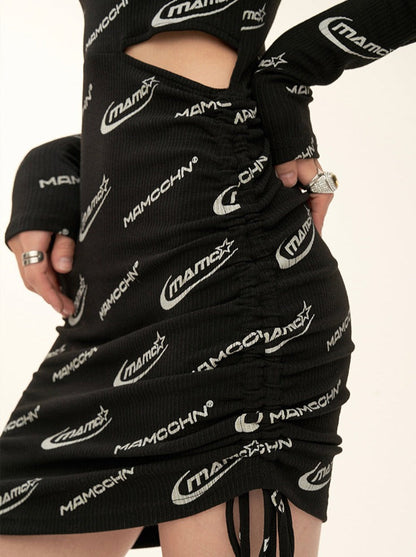 Robe à logo froncé imprimé
