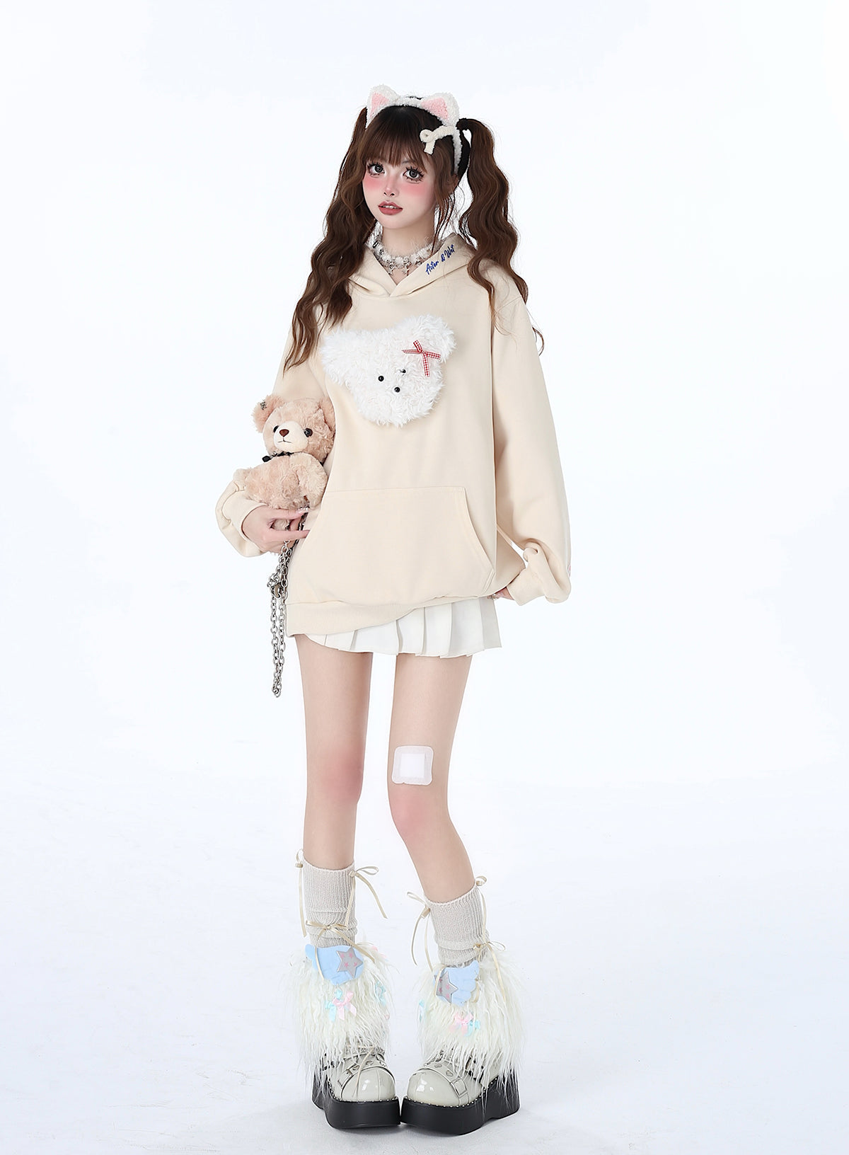 Sweat à capuche couleur pastel lapin Morabito Loose