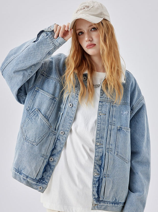 Sherpa-Jacke Denim Blau Hell