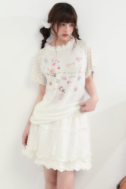 Round Neck Heart Floral Top
