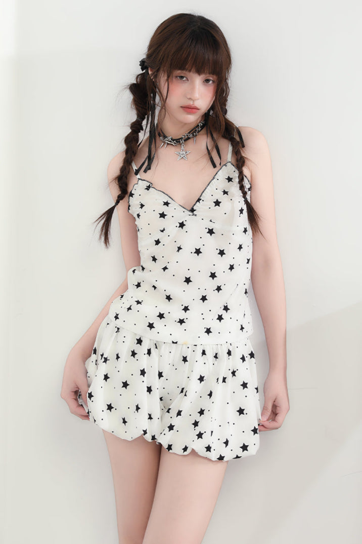 V-neck suspenders + shorts Star
