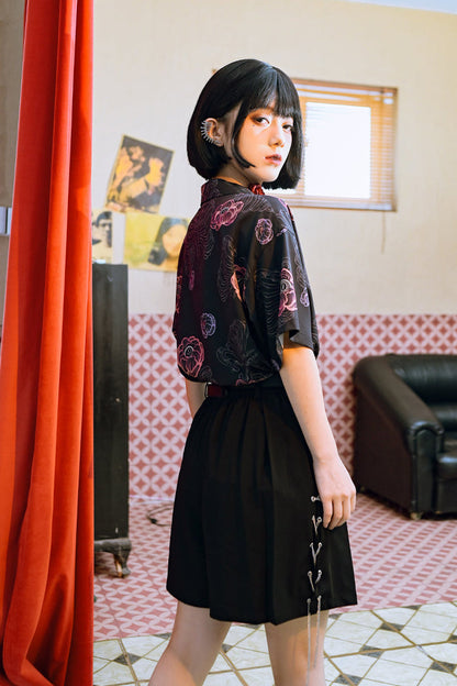 Flower Half China Bone Pants