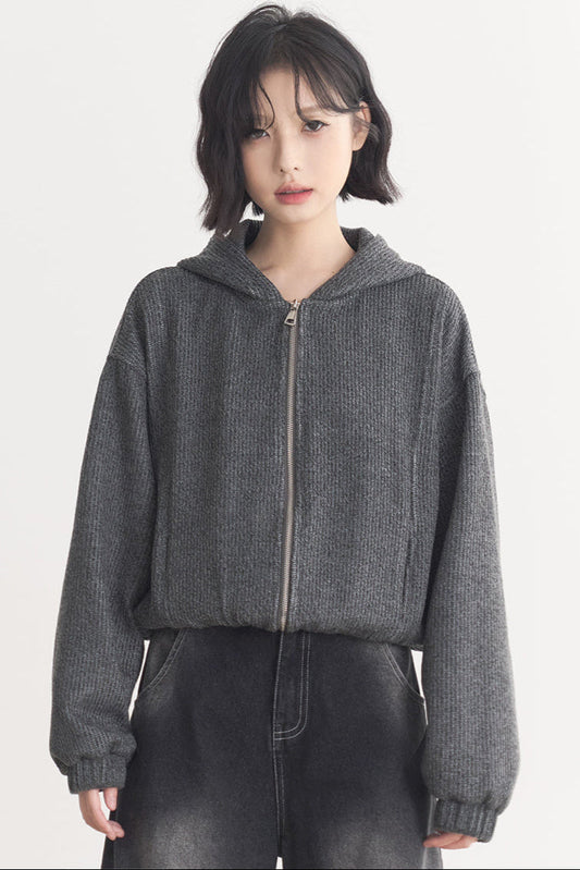 Jacket Gravity Solid Model Museum Versatile Short Spring/Autumn Color Women's Wool - Top Hooded