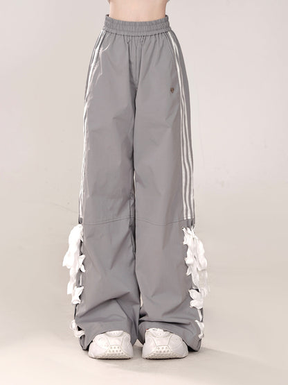 Loose Casual Pants Wide Ribbon Side