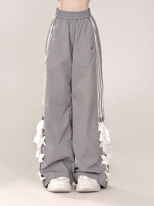Pantalon décontracté ample avec large ruban sur le côté