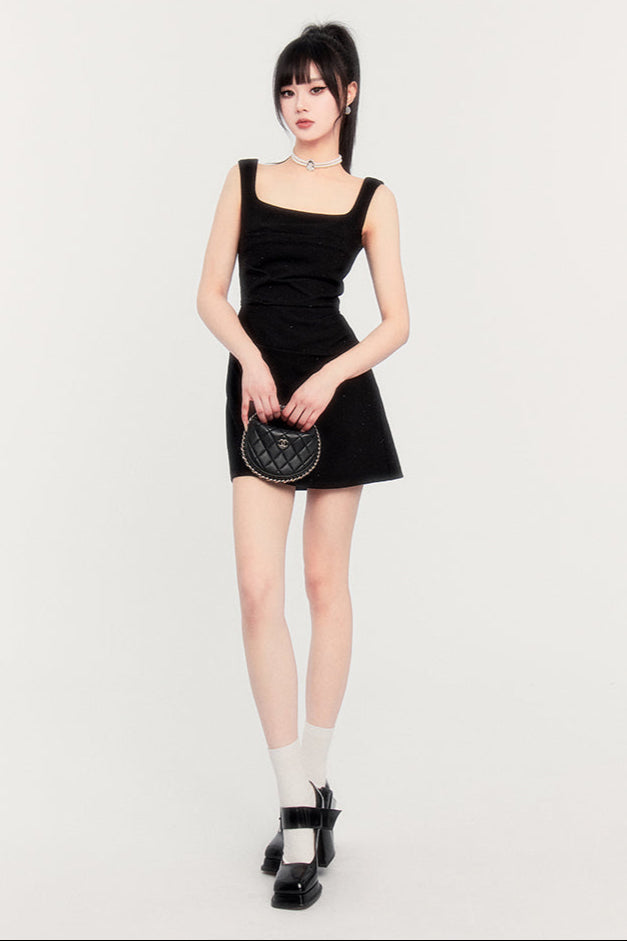 Halter French Square Dress Neck