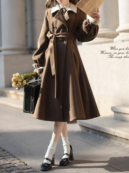 Manteau sans manches, ceinture, ruban, classique, superposé, accessoire, robe, marron, carreaux, rétro, perle, volume