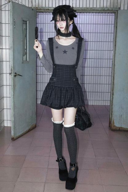 Skirt Suspender + Inner Plaid Tutu Pants