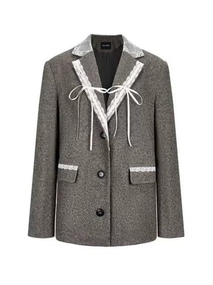 Veste de costume en dentelle de laine avec ruban d'épissure