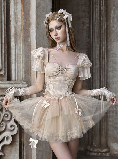 Flying Jacquard Broken Sleeve Ballet Slim Top Strap