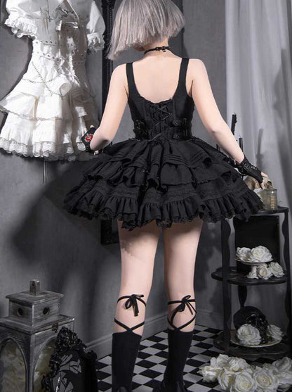 Dress Short Cross Contract Sweetheart Gothic