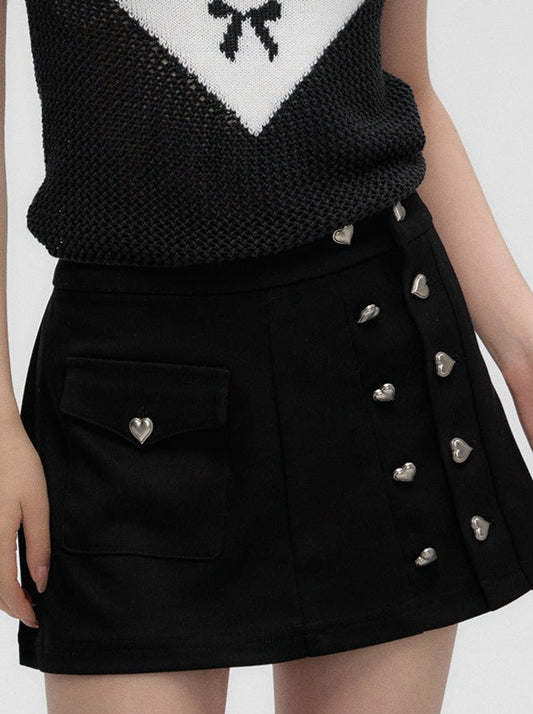 Fashion Love Design Short Button Skirt